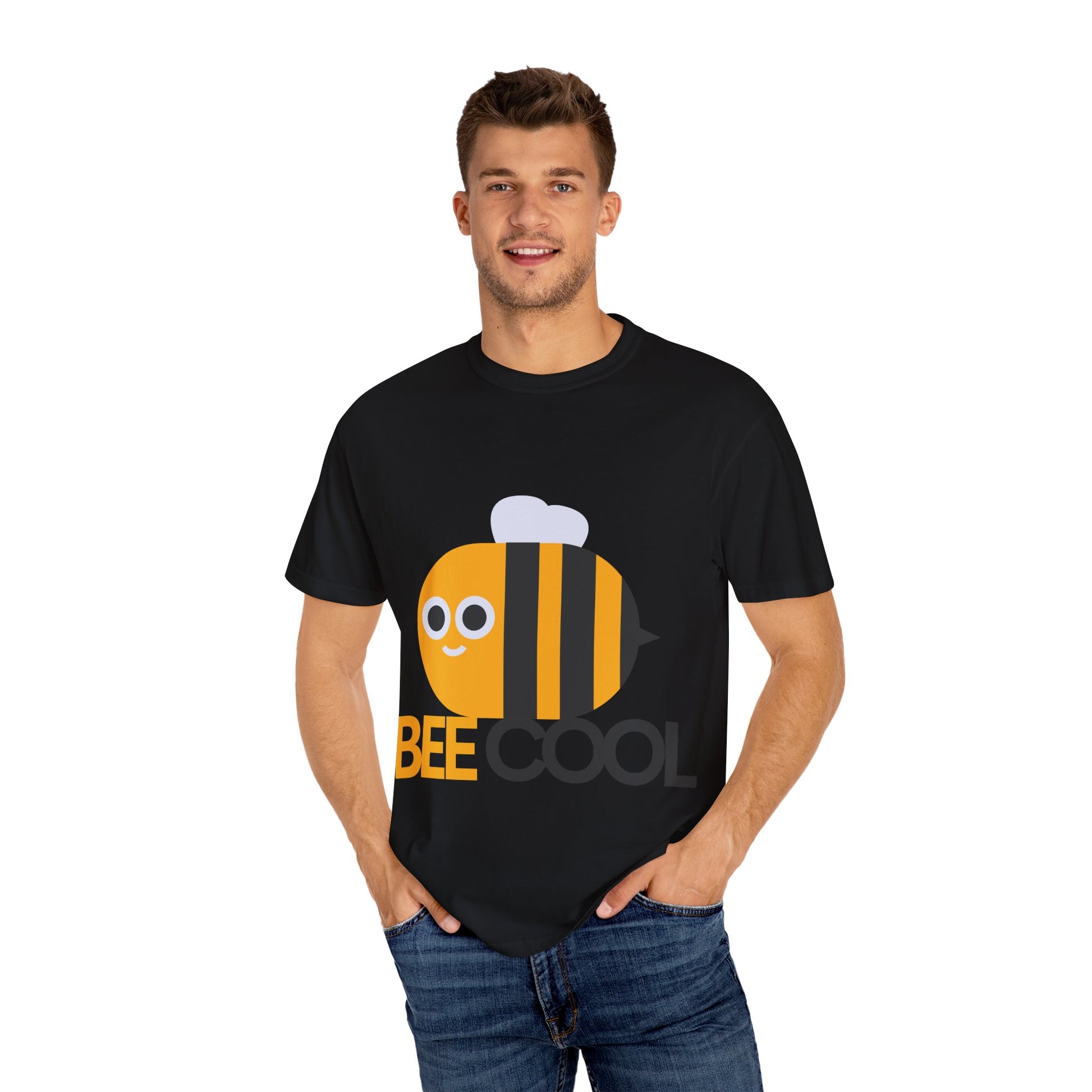 Bee Cool Unisex Garment-Dyed T-shirt | Trendy Tee for Kids and Adults, Cute Gift for Summer, Birthday, Bee Lovers