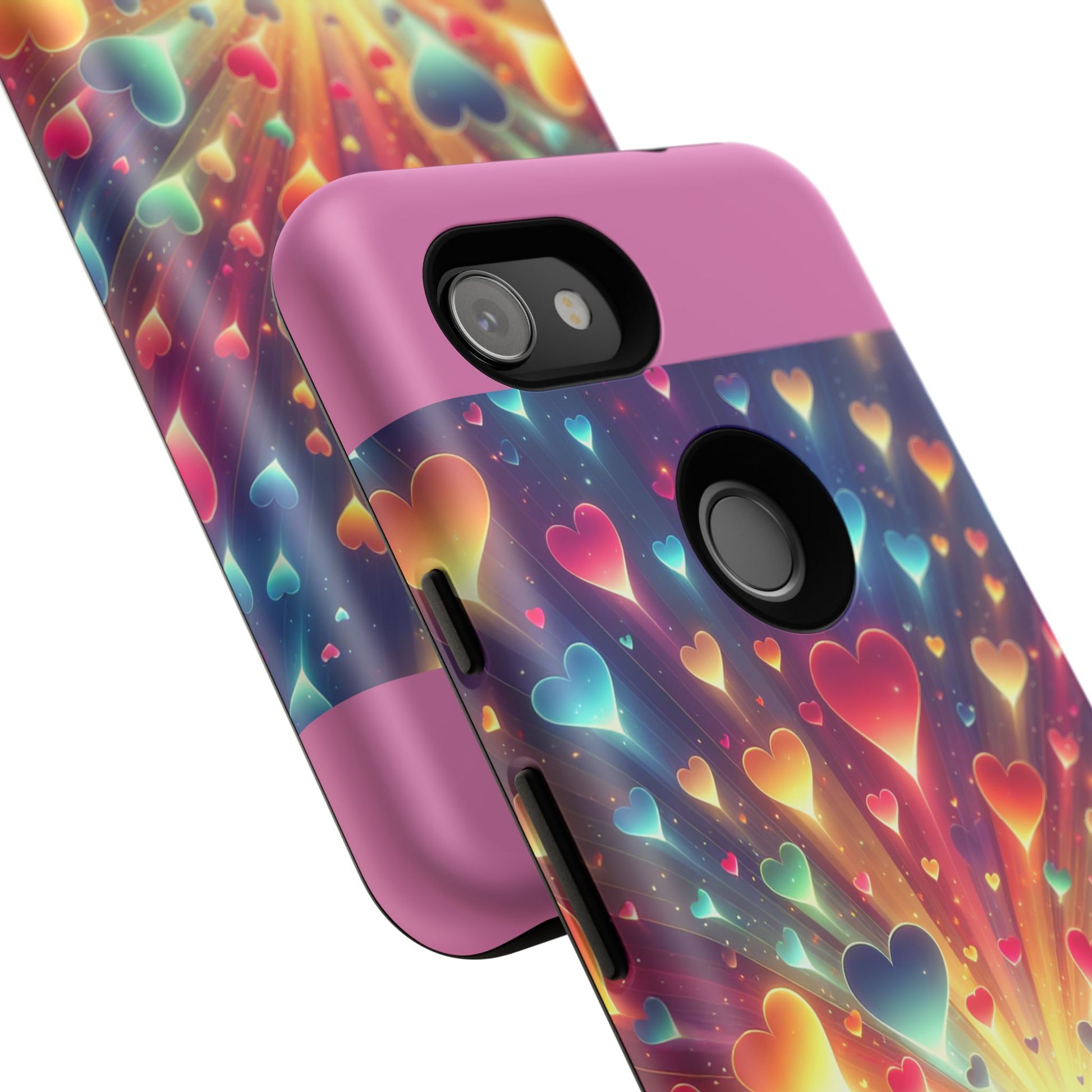Colorful Love Phone Case, Heart Design, Cute Gift, Smartphone Accessory, Valentine's Day, Birthday Present, Colorful Hearts