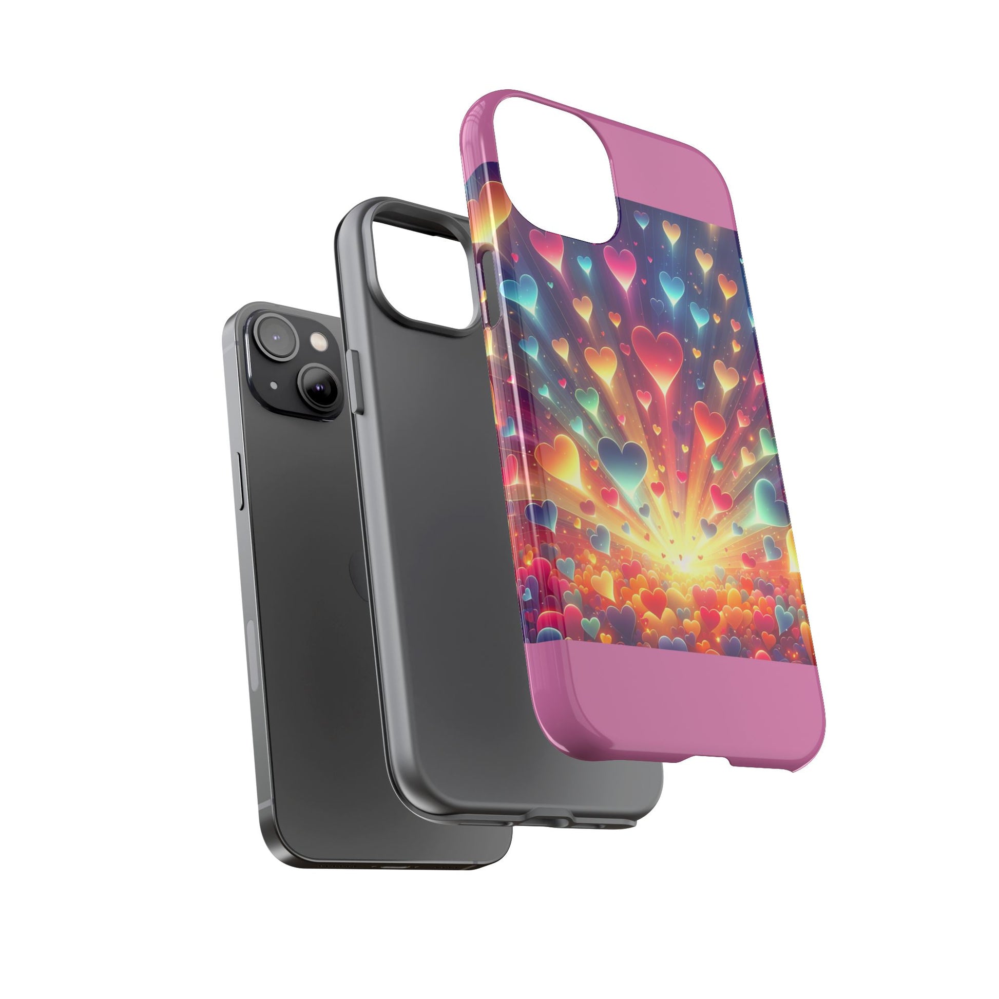 Colorful Love Phone Case, Heart Design, Cute Gift, Smartphone Accessory, Valentine's Day, Birthday Present, Colorful Hearts