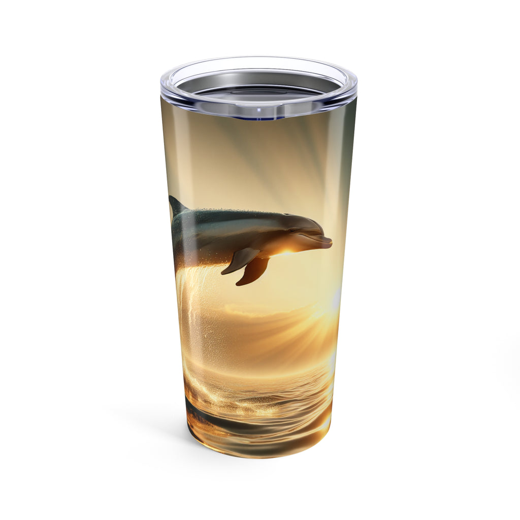 Dolphin Sunset Tumbler | 20oz Insulated Drinkware | Beach Lover Gifts, Ocean Theme, Travel Mug, Summer Vibes, Nautical Decor