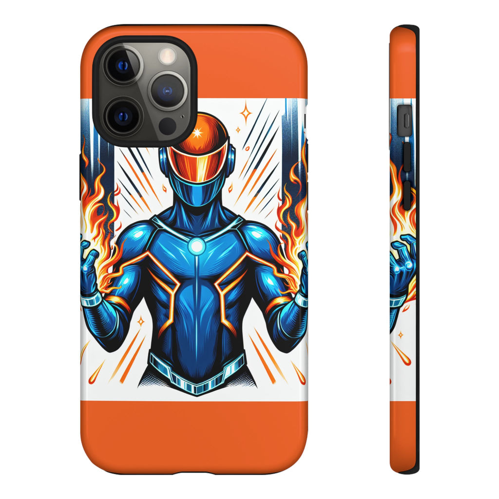 Vibrant Phone Case Featuring Fire-Themed Superhero Design, Durable and Stylish Gift for Gamers, Comic Lovers, and Tech Enthusiasts