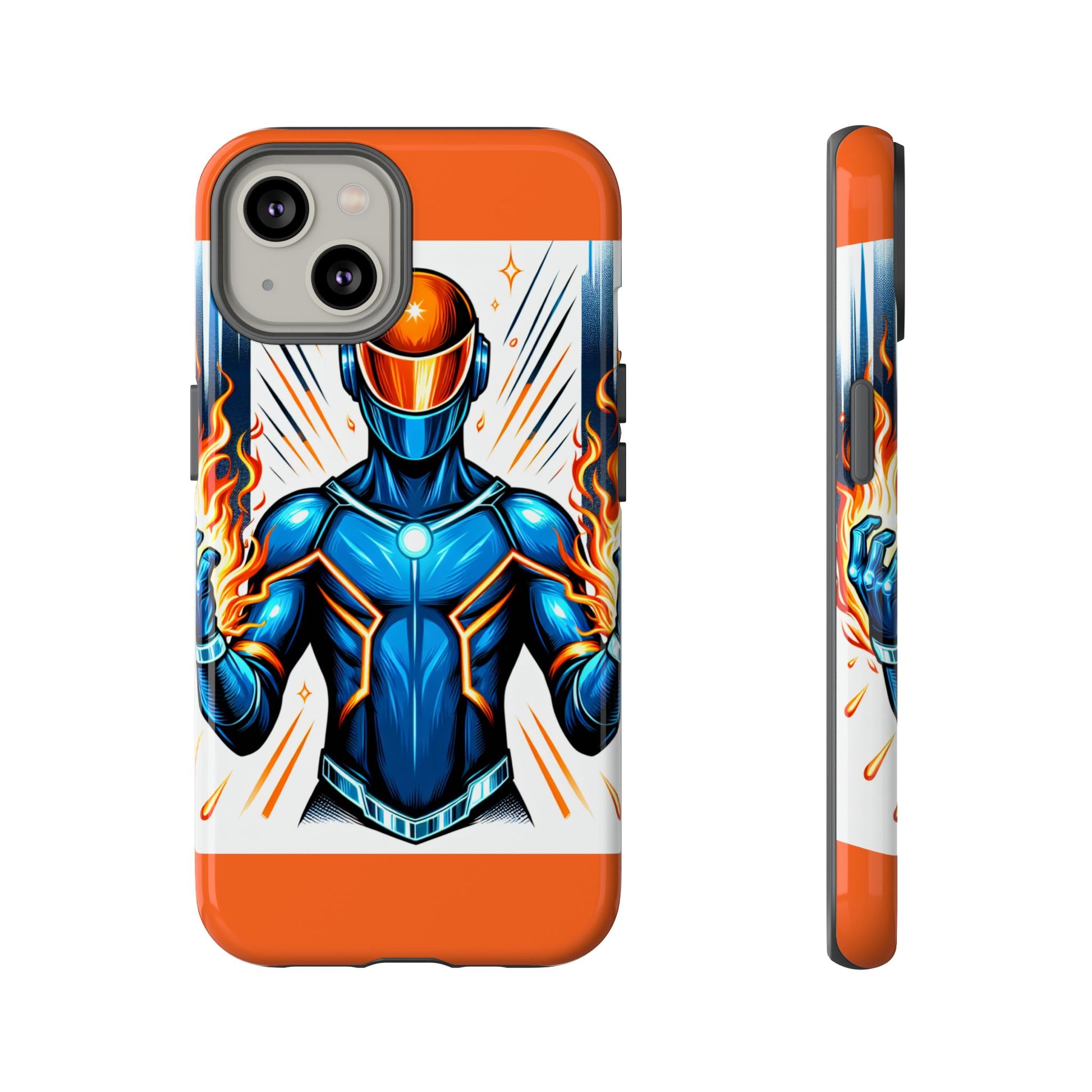 Vibrant Phone Case Featuring Fire-Themed Superhero Design, Durable and Stylish Gift for Gamers, Comic Lovers, and Tech Enthusiasts