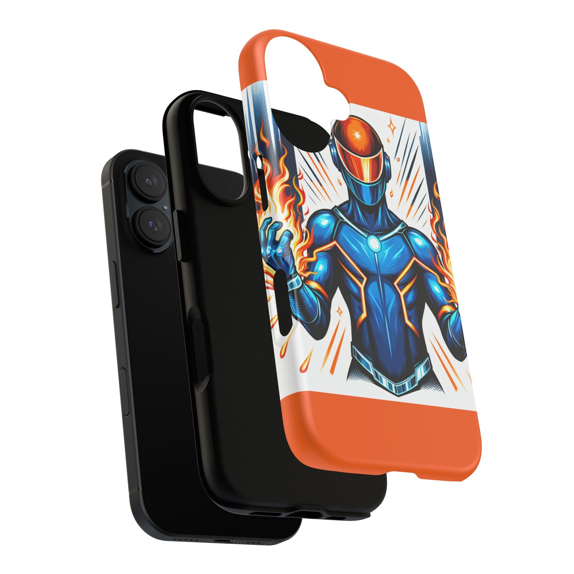Vibrant Phone Case Featuring Fire-Themed Superhero Design, Durable and Stylish Gift for Gamers, Comic Lovers, and Tech Enthusiasts