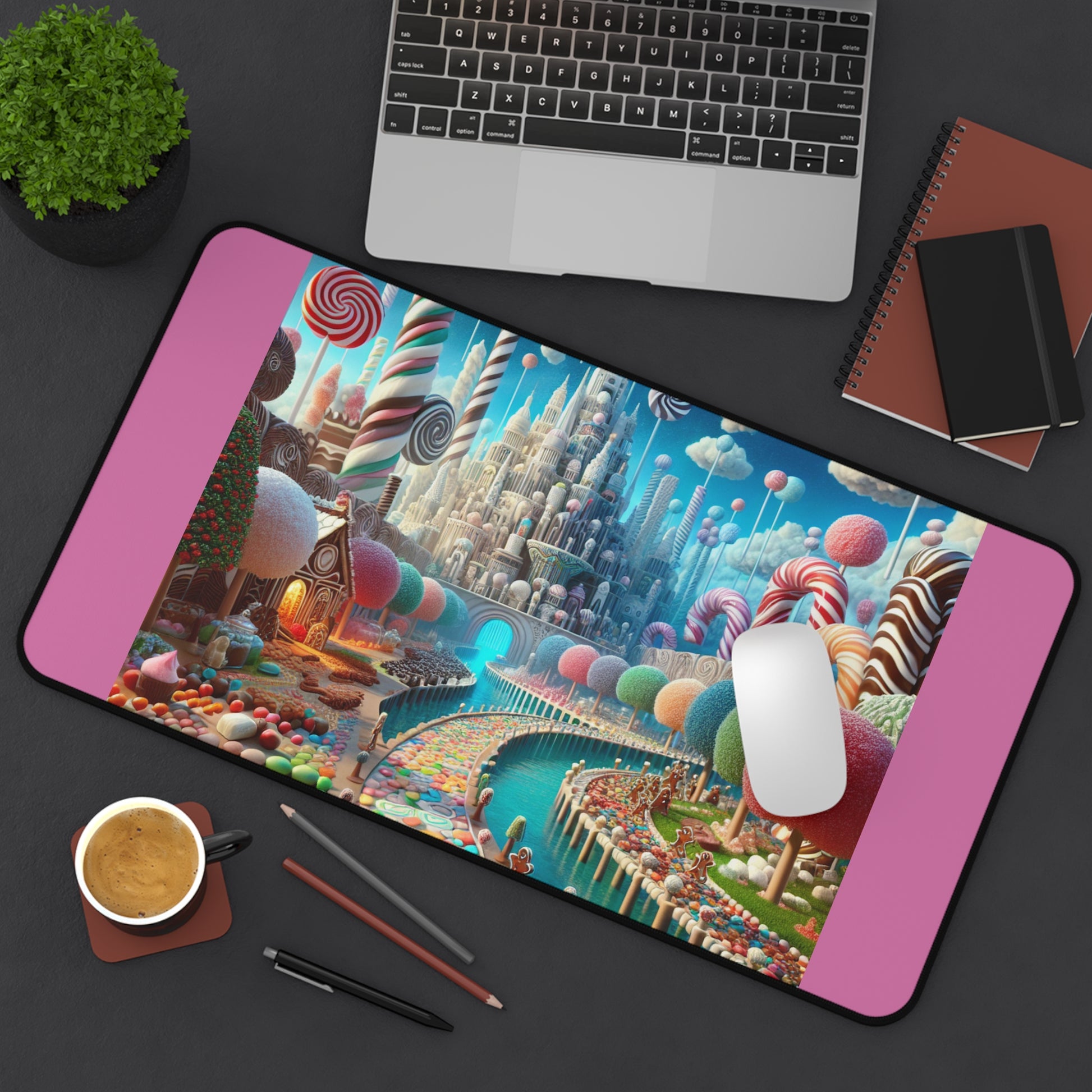 Whimsical Candyland Desk Mat - Colorful Office Accessory for Kids, Fun Home Decor, Gaming Mat, Birthday Gift, Sweet Themed Workspace
