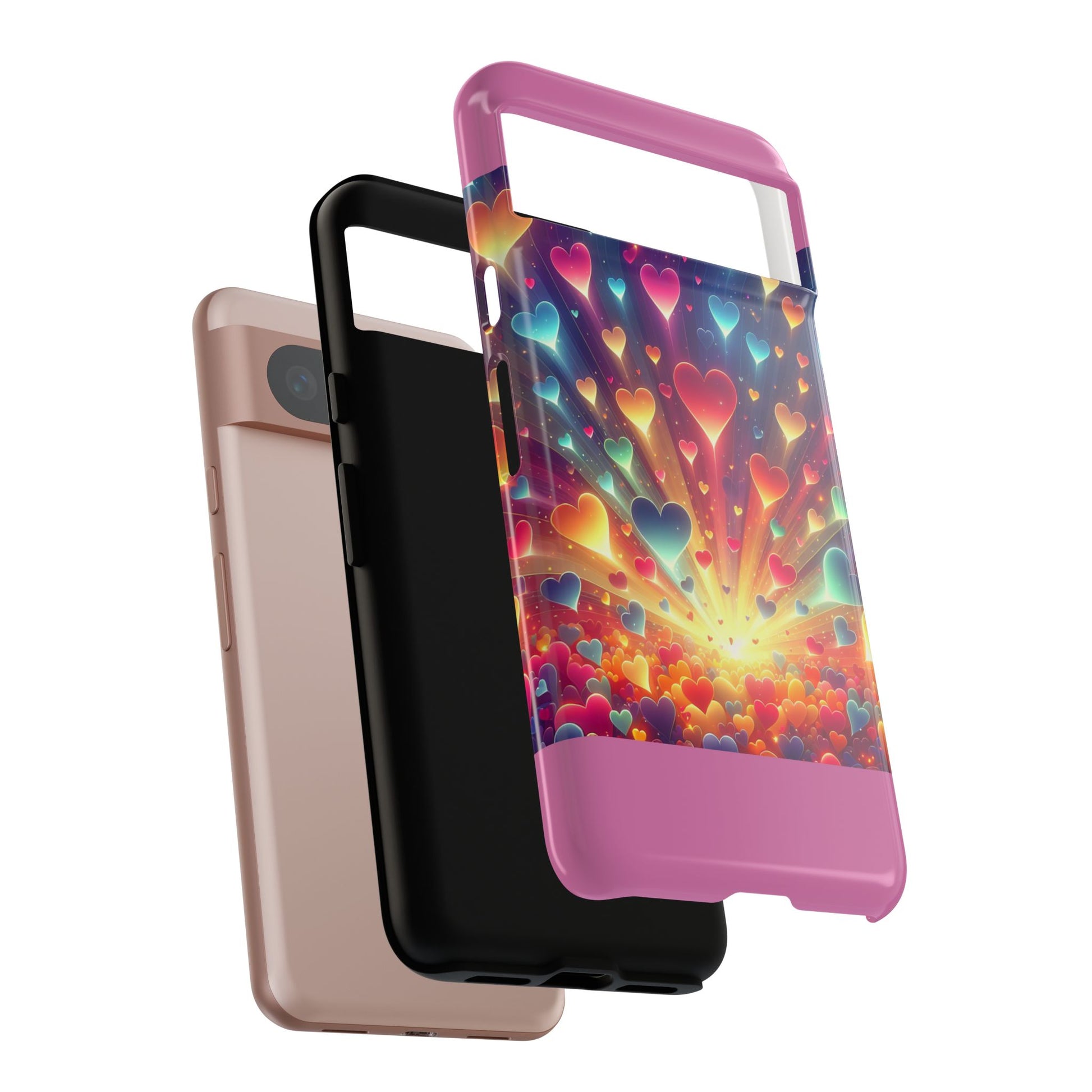 Colorful Love Phone Case, Heart Design, Cute Gift, Smartphone Accessory, Valentine's Day, Birthday Present, Colorful Hearts