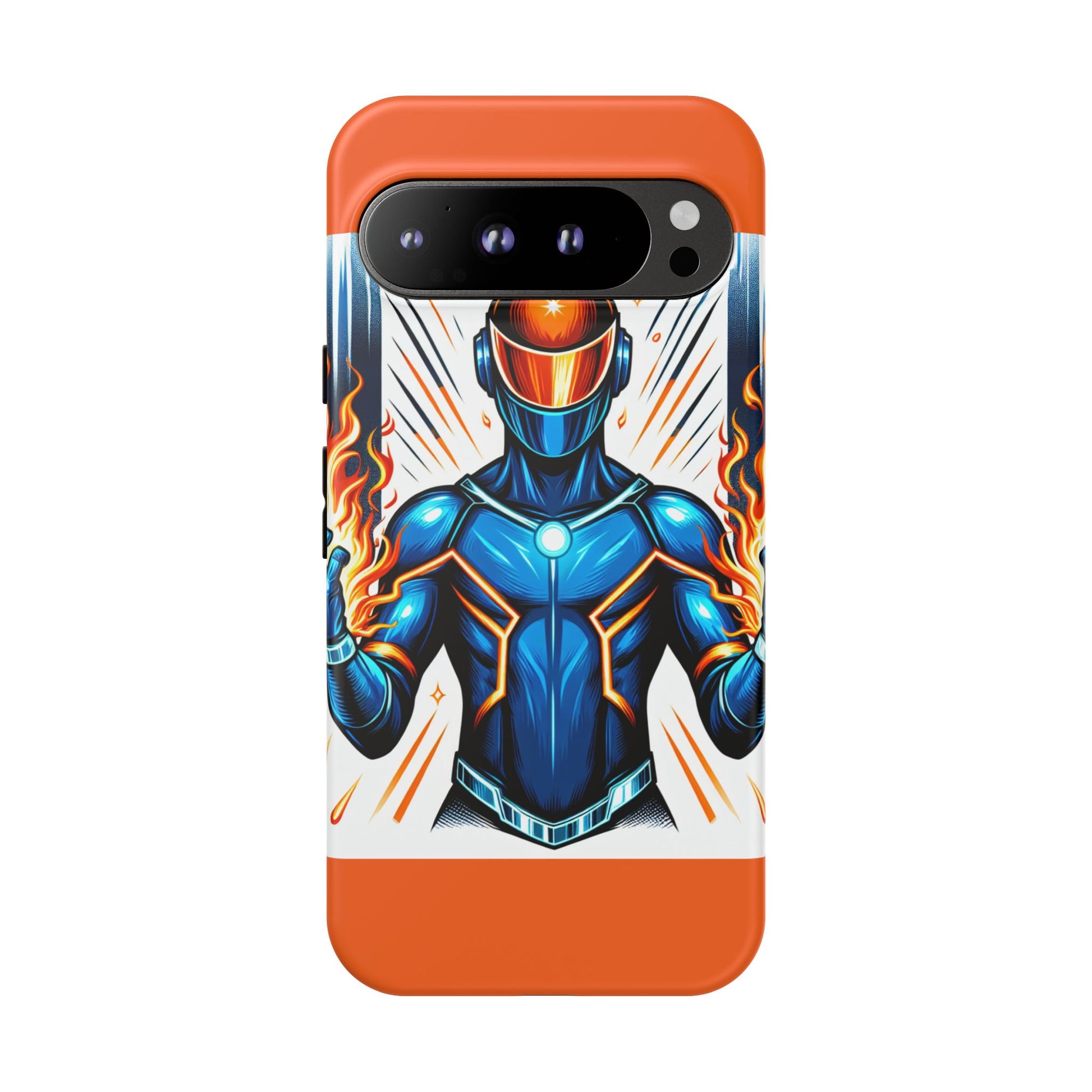Vibrant Phone Case Featuring Fire-Themed Superhero Design, Durable and Stylish Gift for Gamers, Comic Lovers, and Tech Enthusiasts