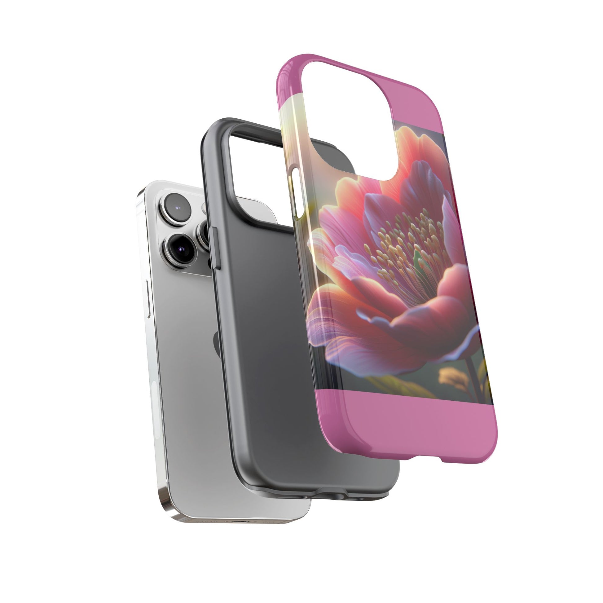Pink Floral Phone Case, Tough Cases, Floral Design, Phone Accessory Gift, Nature Inspired, Trendy Tech Case