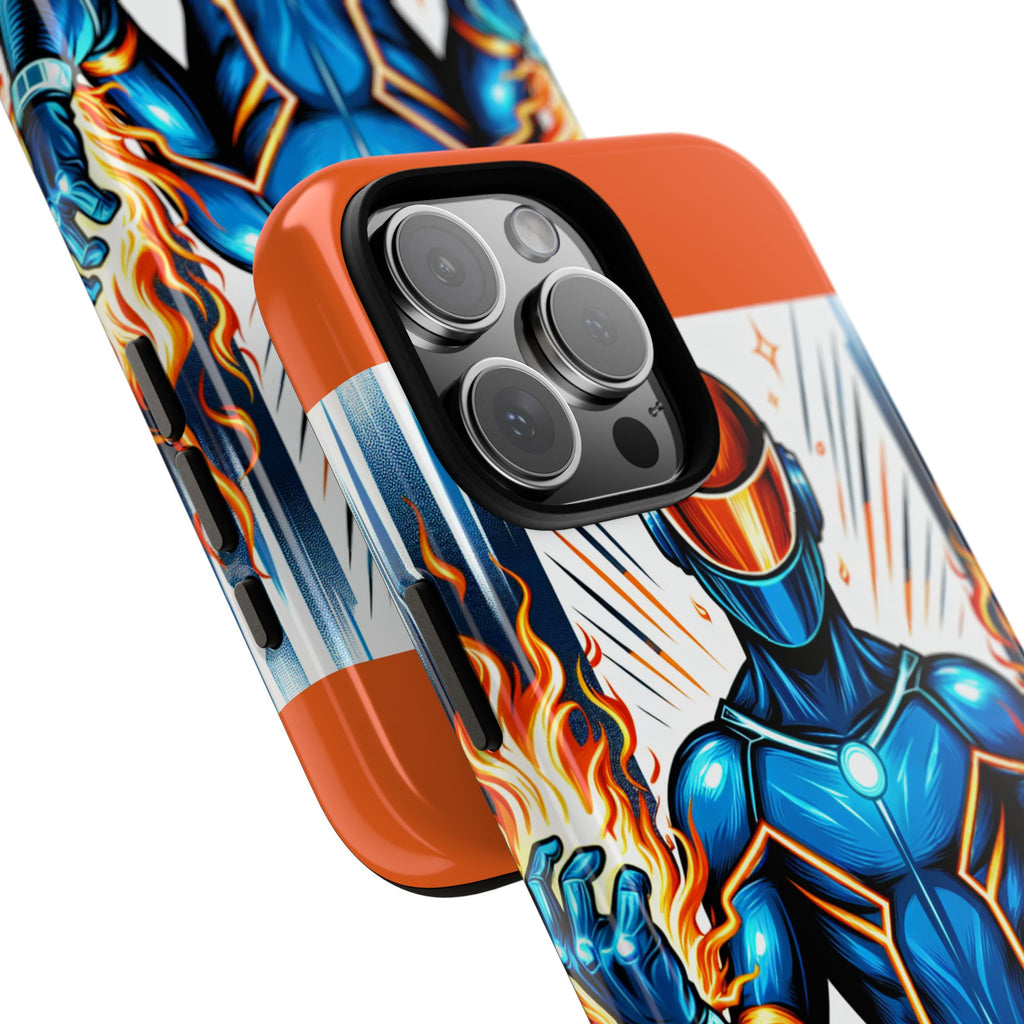 Vibrant Phone Case Featuring Fire-Themed Superhero Design, Durable and Stylish Gift for Gamers, Comic Lovers, and Tech Enthusiasts