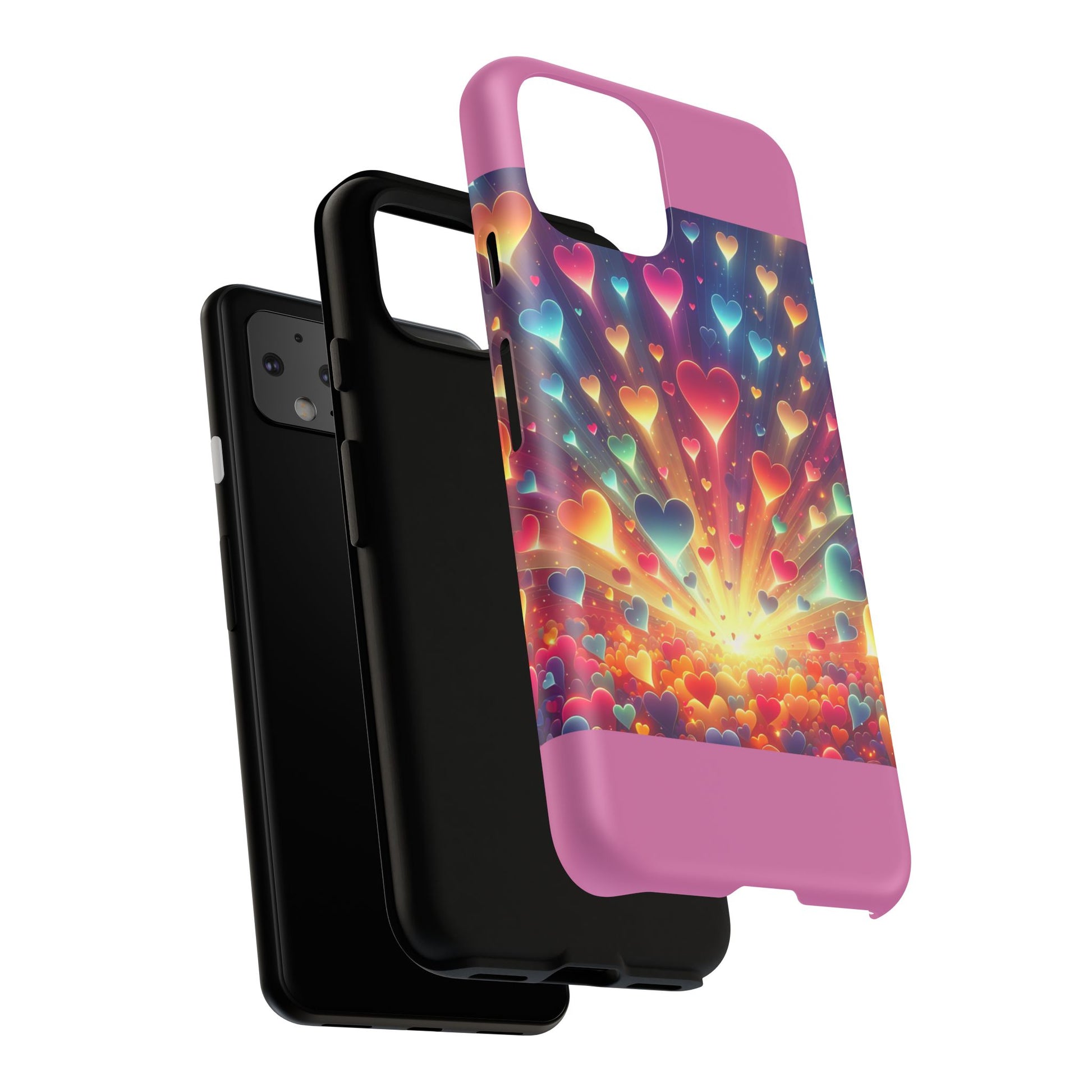 Colorful Love Phone Case, Heart Design, Cute Gift, Smartphone Accessory, Valentine's Day, Birthday Present, Colorful Hearts